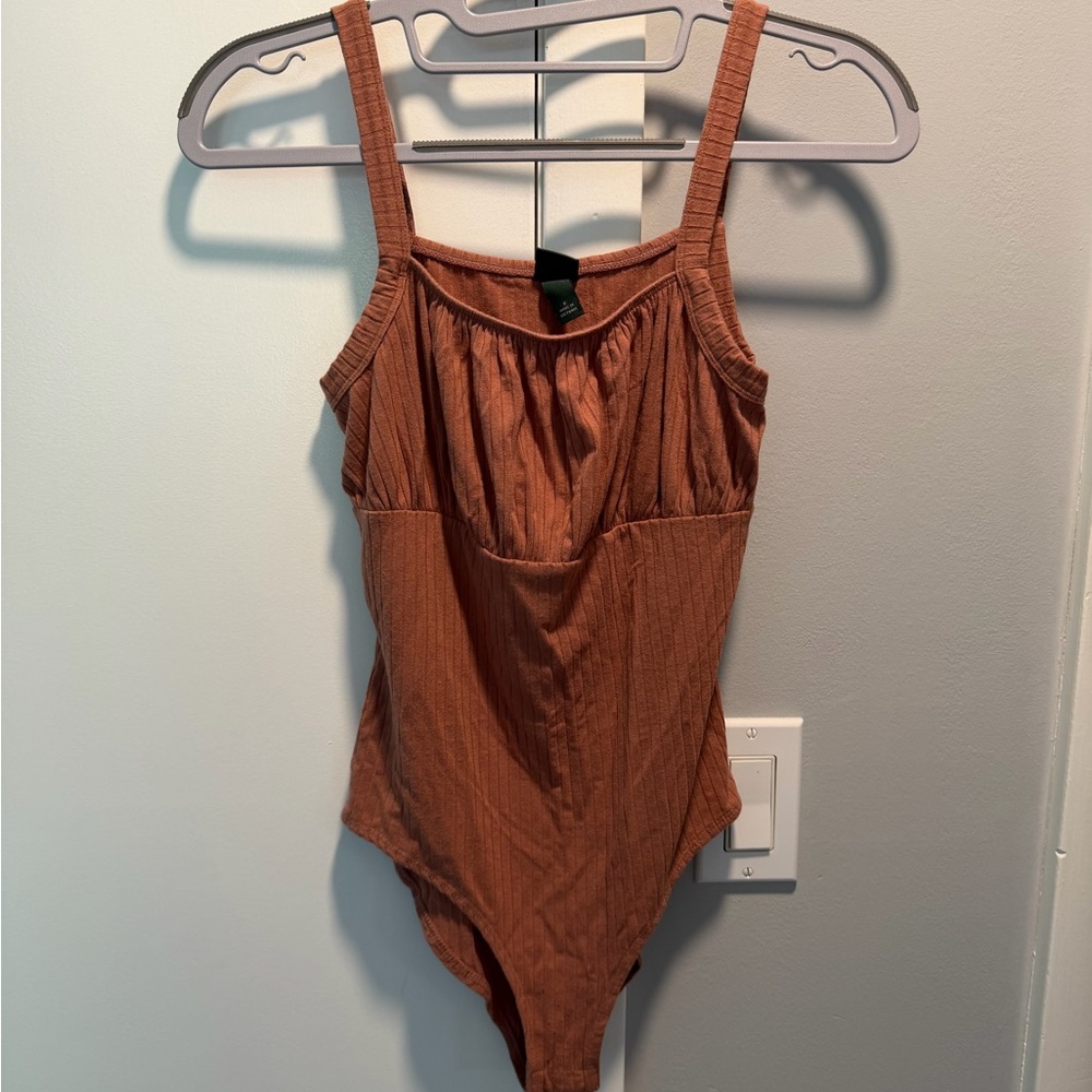 Burnt Orange Ribbed Bodysuit